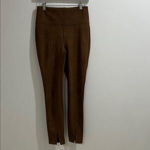 Laundry by Shelli Segal Women’s Faux Suede Legging Pant Brown Split Hem Strech